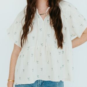 Grade and gather cotton gauze blouse